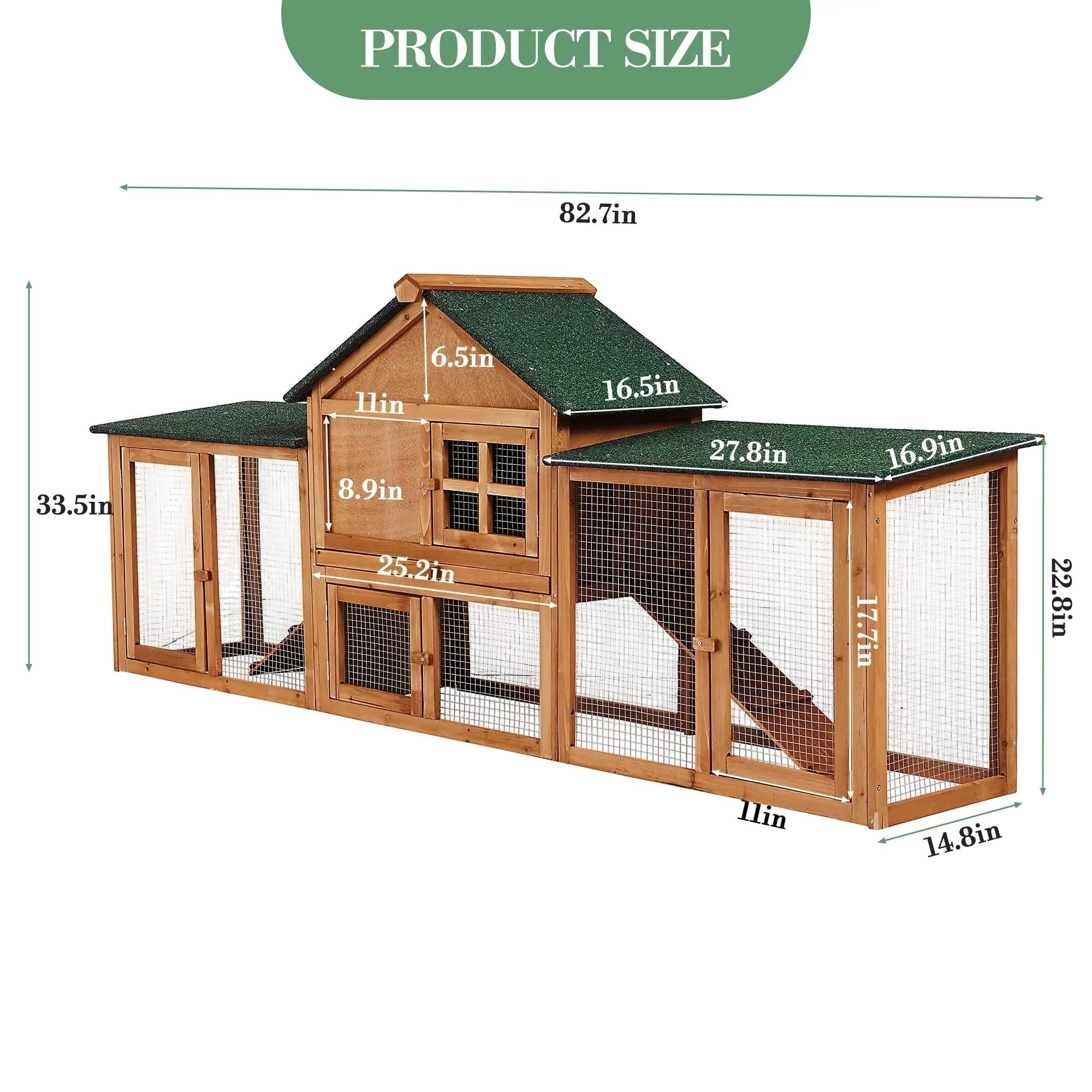 2-Story Bunny Hutch Rabbit Cage Outdoor With Double Side Runs, Pull-Out Tray, Ramp, Roof For Guinea Pigs & Small Pets