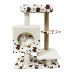 Modern Cat Tree Indoor Cat Tower with Wide Upholstered Perch and 2-Entrance Cat Condo-White