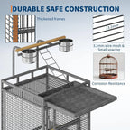 Large Bird Cage, Metal Parakeet Cage with Play Top, Wood Perches & Feeder, Spacious Rolling Flight Cage for Parrots, Cockatiels