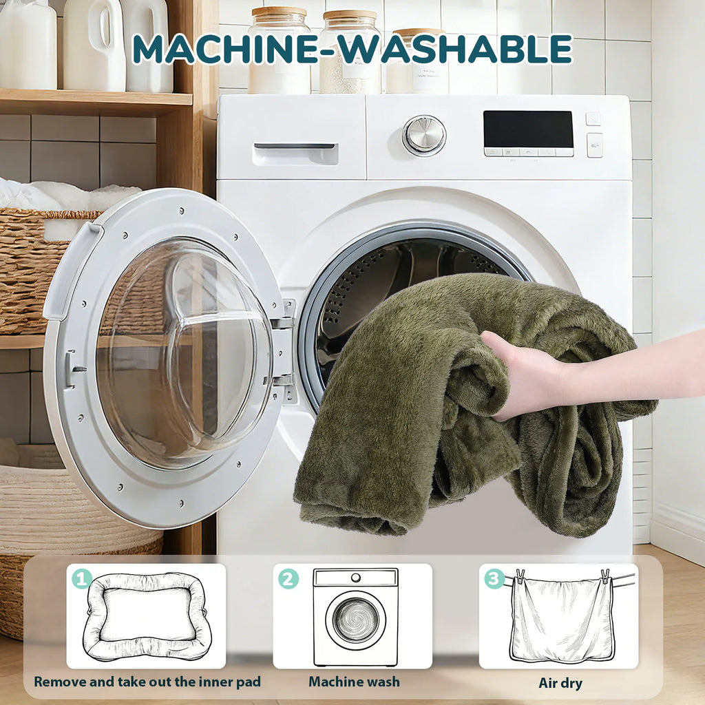 Human-Sized Washable Dog Bed with Blanket
