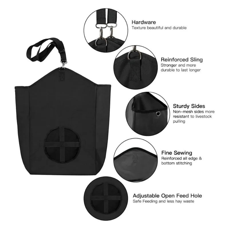 1pcs Goat Hay Feeder Bag Adjustable Slow Feed Hay Bag for Rabbits Horses Sheep Durable Hanging Animal Feeder