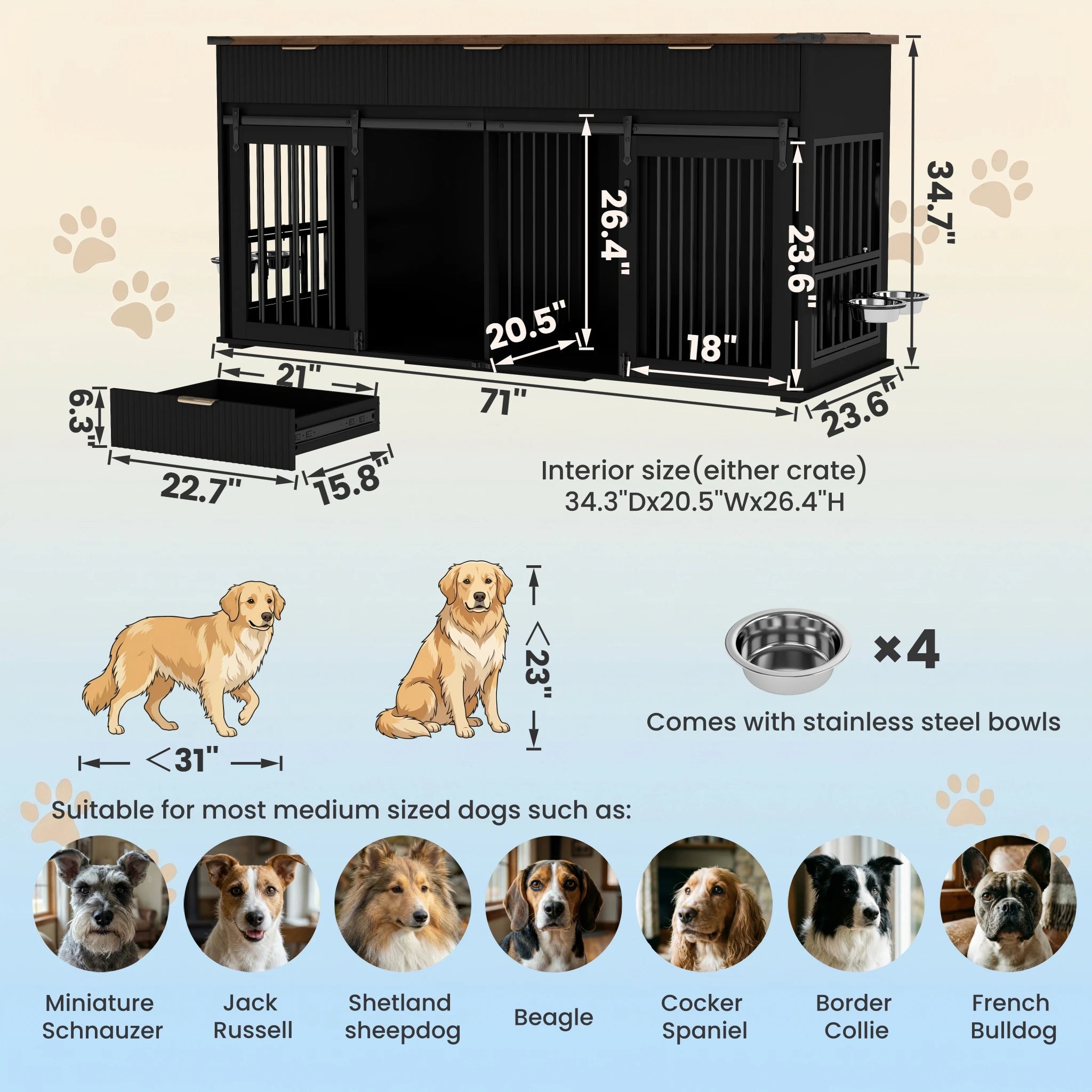 Walnut-Tone Kennel Console