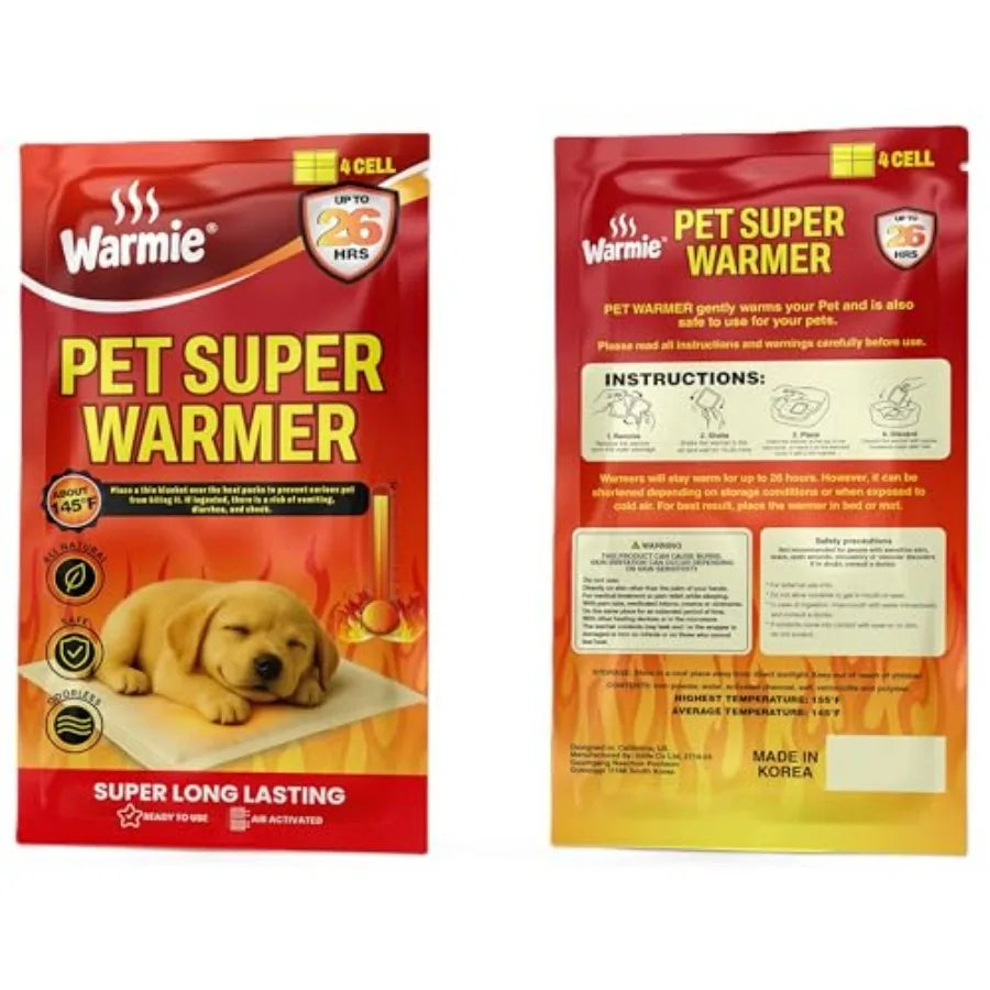Super Warmer for Dogs and Cats Air‑Activated Pet Heat Packs Bigger and Wider for Bed and Crate Warmth All‑Natural, Odorless, St