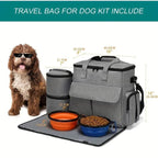 Pet Travel Bag Set Airline Approved Dog Cat Travel Organizer Weekend Tote Multi Function Pockets Supplies Bowls Containers