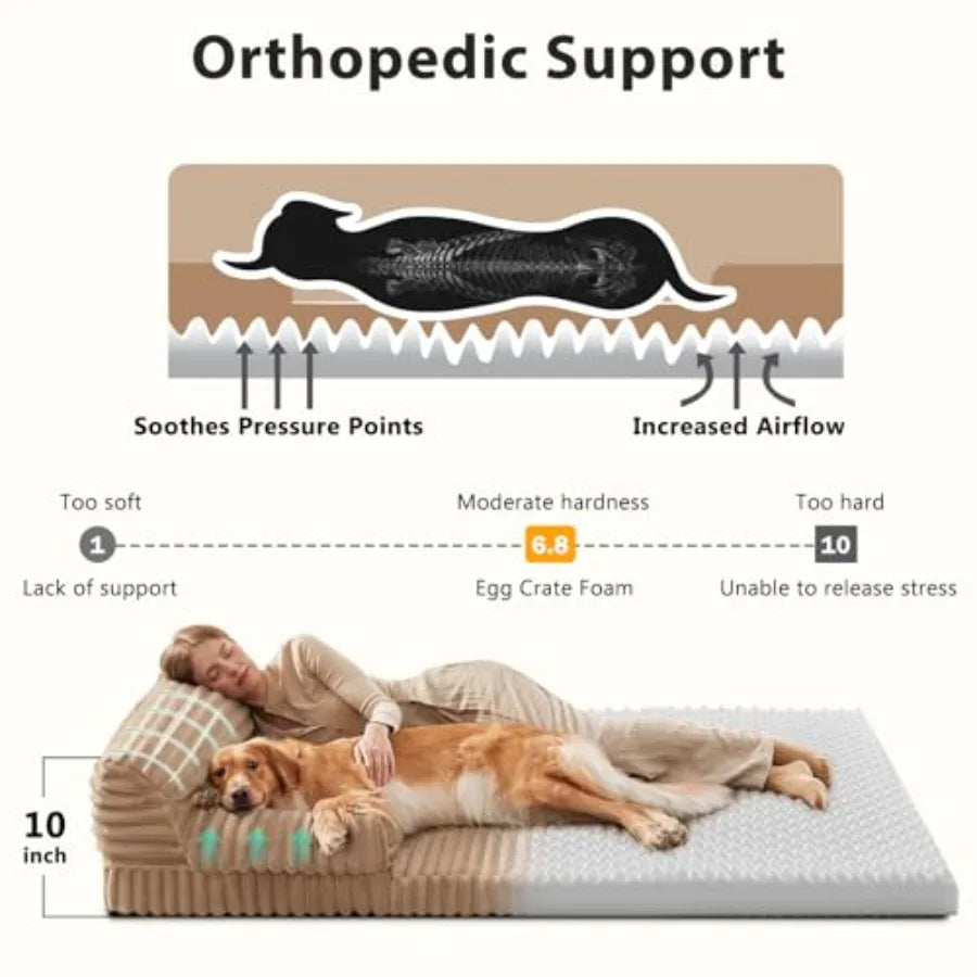 Foldable Human Dog Bed Orthopedic Egg-Crate Memory Foam Human Sized Dog Bed for Adult with Washable Removable Cover and Nonskid