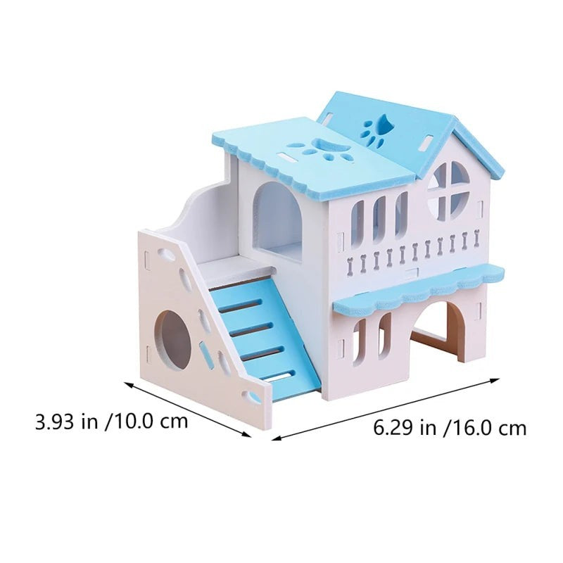 Wooden Hamster Animal Hideout House Double-storey Pet Hut Play Toy Guinea Pig Accessories Nest Cages  Accessori