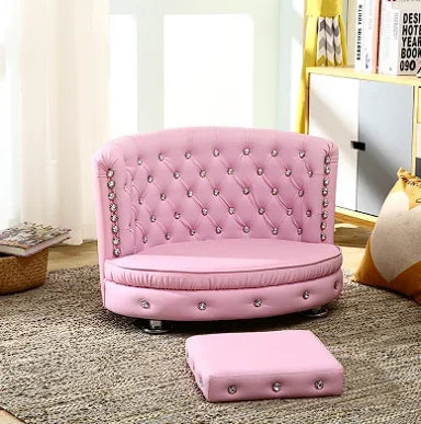 Ready to ship multi-colors luxury pet bed leather dog bed princess style cat sofa bed with diamond