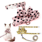 Stylish Polka Dot Pet Bow Harness & Leash Set Cute Puppy Kitten Small Dog Cat Vest Secure Adjustable Walking Cute Bow Collar