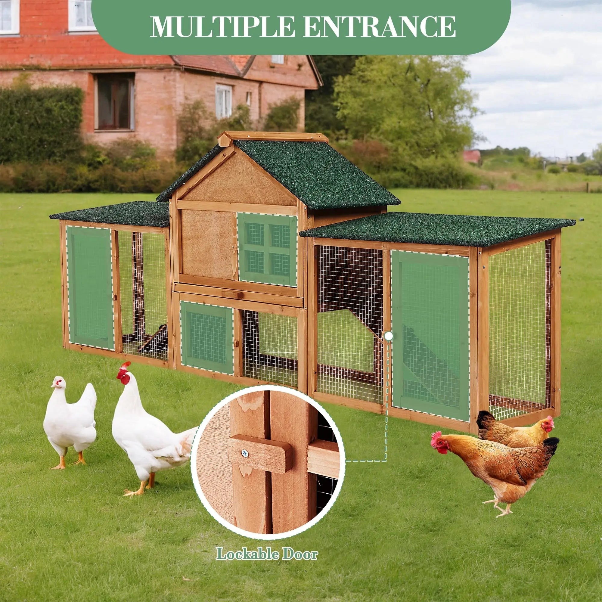 2-Story Bunny Hutch Rabbit Cage Outdoor With Double Side Runs, Pull-Out Tray, Ramp, Roof For Guinea Pigs & Small Pets