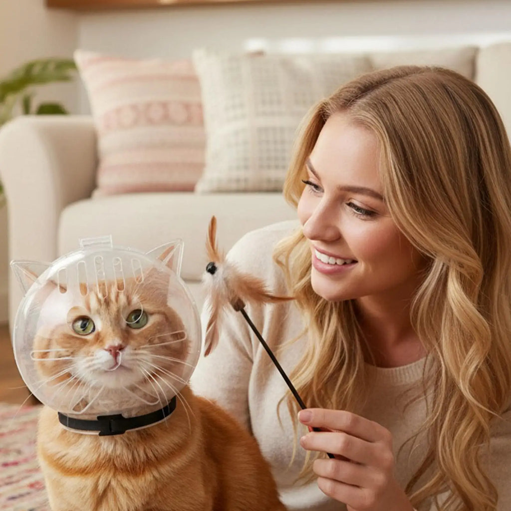 Breathable Sturdy Muzzle Mask Cat Head Cover Space Hood Ball shaped Kitten Protective Helmet Anti-bite Pet Grooming Supplies