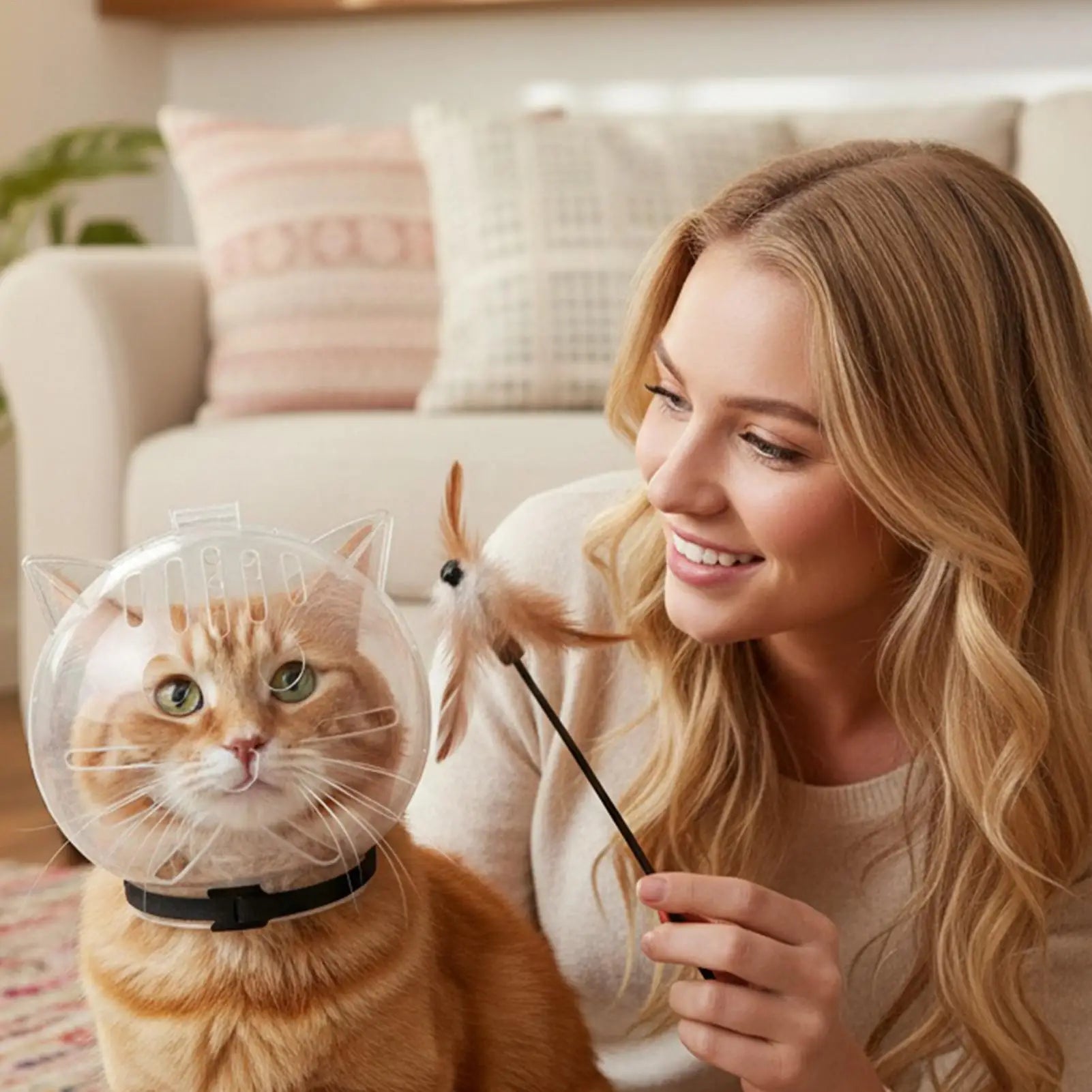 Breathable Sturdy Muzzle Mask Cat Head Cover Space Hood Ball shaped Kitten Protective Helmet Anti-bite Pet Grooming Supplies