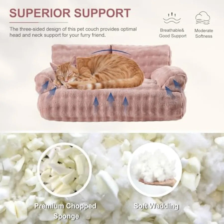 Cat Couch Bed Cute Soft Pet Sofa for Indoor Cats Kittens Puppies with Removable Washable Cover 26"x15