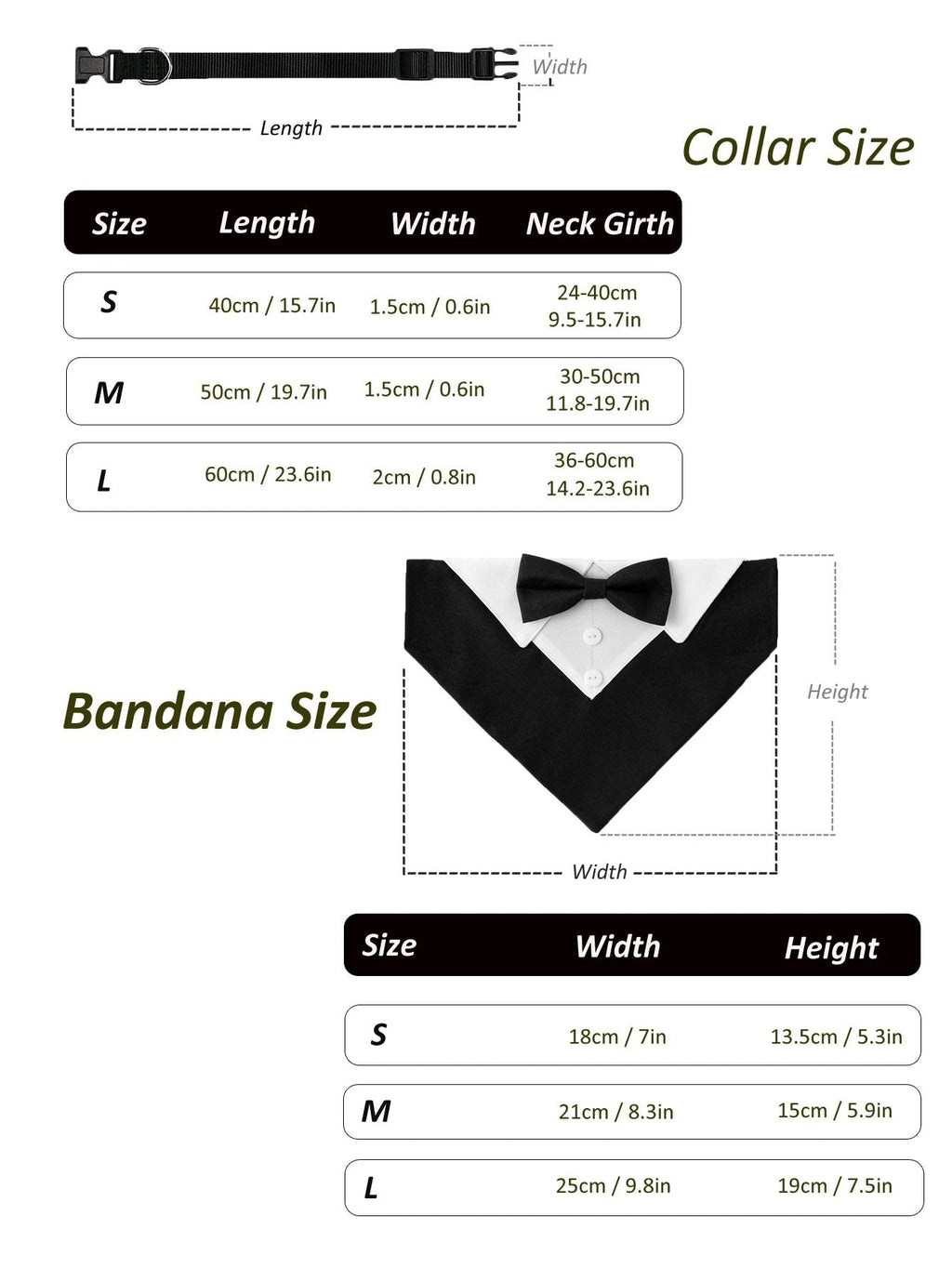 Sucado Bow Tie Dog Collar Tuxedo Bandana Adjustable Formal Puppy Triangle Neck Wear for Wedding Birthday Dress-up Cosplay Party