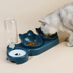 3-in-1 Ear Shaped Pet Feeding Bowl - Gravity Water Feeder Tilted Cat Bowl for Neck Care 1 Piece