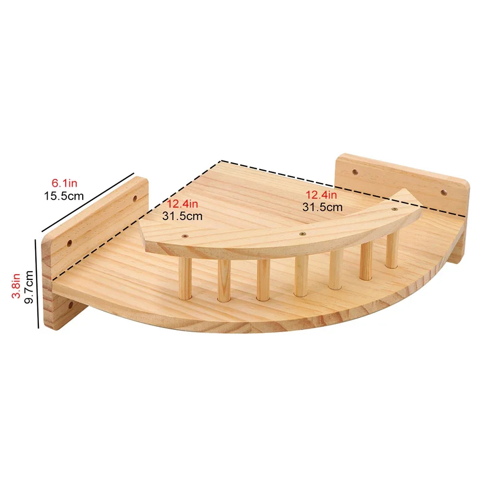 Mincy Pets Wooden Wall-Mounted Cat Climbing Shelves & Hammock product photo.