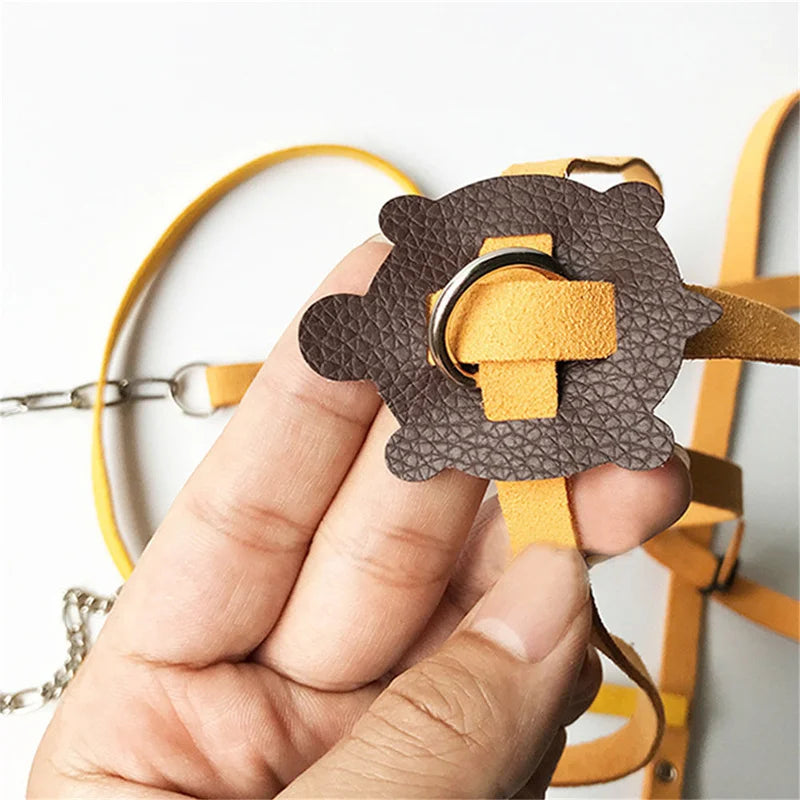 Turtle Traction Belt Control Rope Training Belt Outdoor Walking Leash Harness Reptile Leash Pet Supplies PU Leather Pet Traction