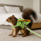 Soft Cartoon Ferret Vest Harness Adjustable Flannel Hamster Chest Strap Dragon Design with Bell Ferret Traction Rope Training