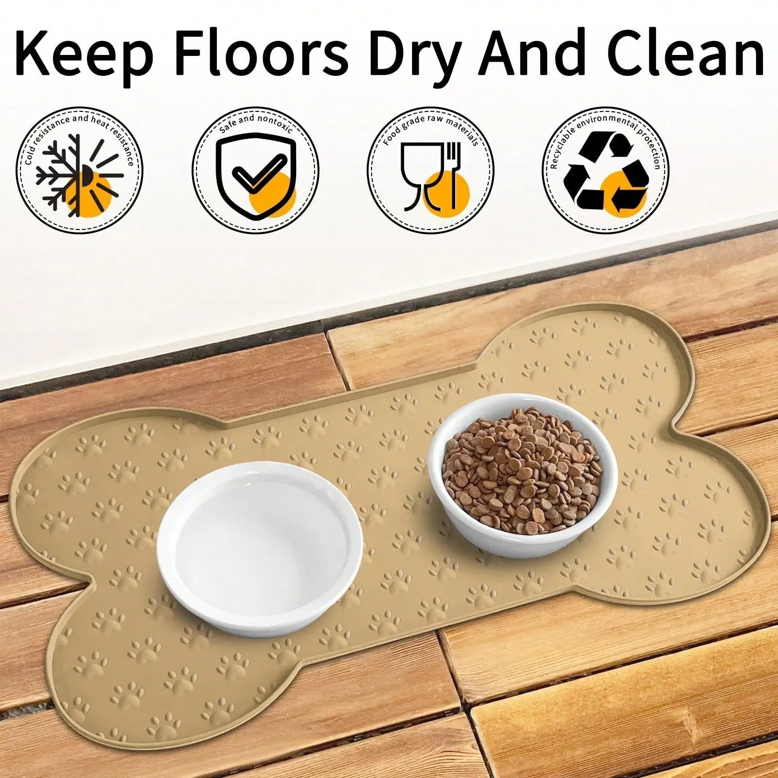 1PC Bone Shape Non-Slip Silicone Pet Placemat, Raised Edge Pet Feeding Tray For Food And Water, Anti-Spill Feed Mat For Small Medium Dogs And Cats, Easy Clean Purable Bowl Mat