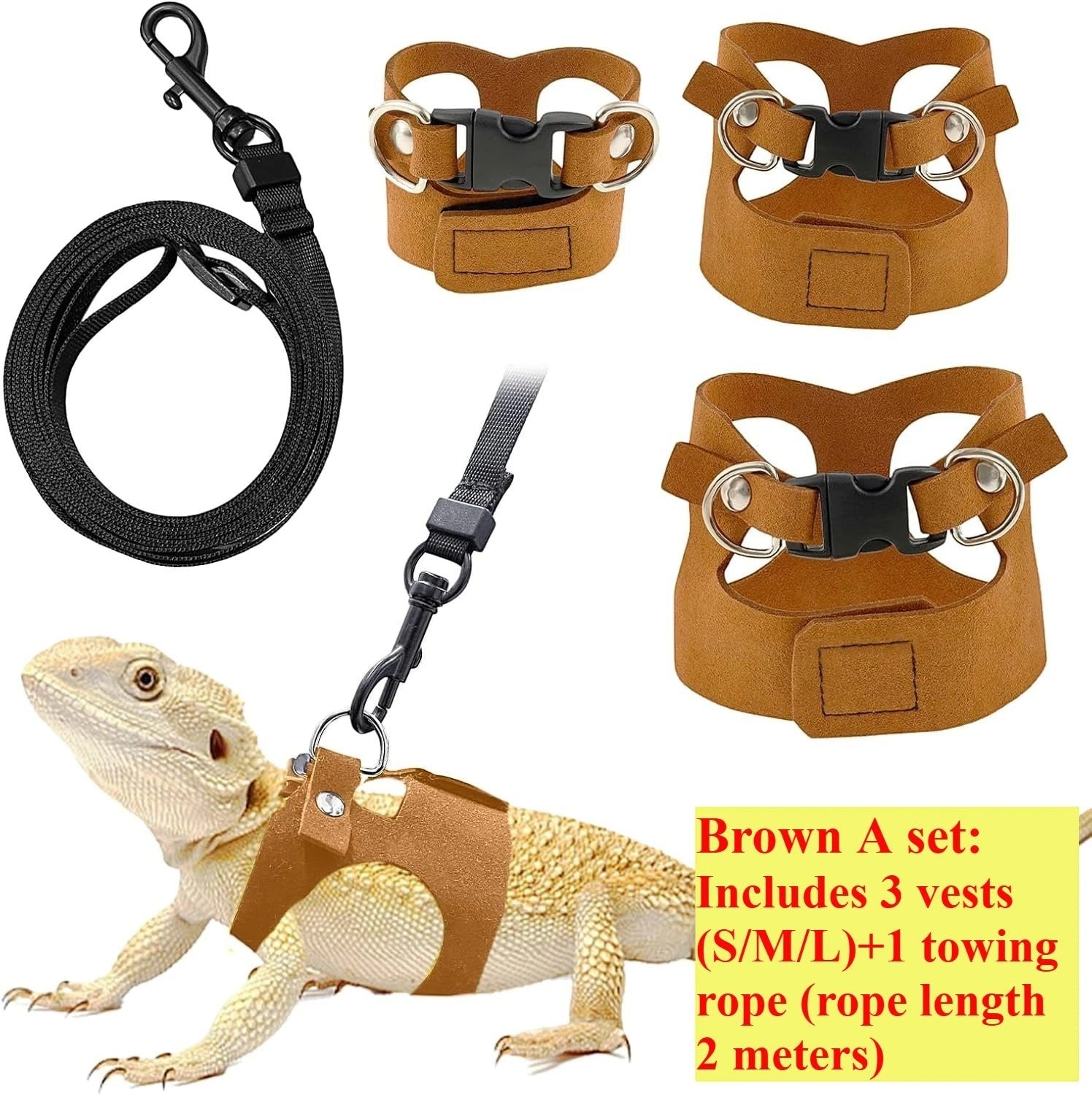 Mincy Pets Adjustable Reptile Harness & Leash Set product photo.