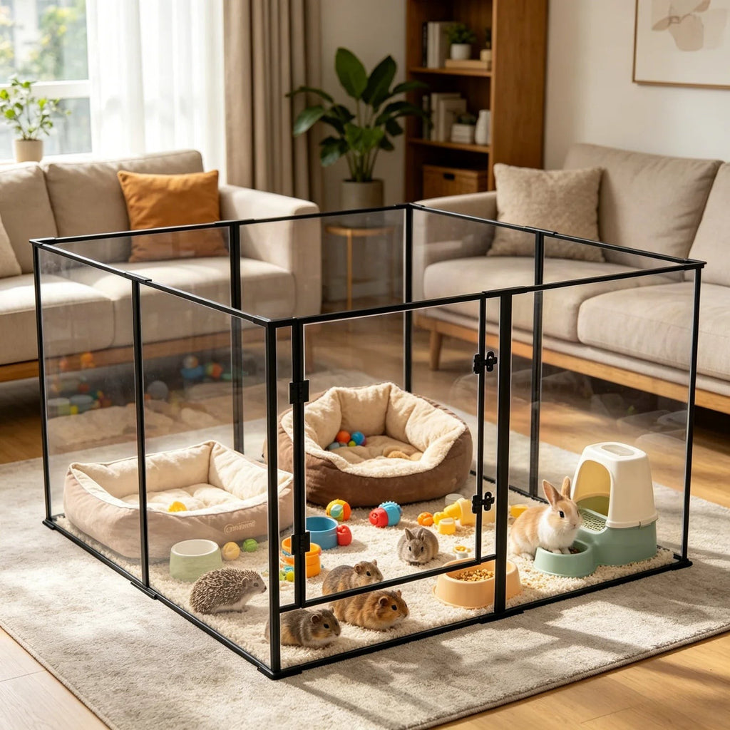 8 Panels Clear Acrylic Dog Playpen Pet Puppy Playpen for Guinea Pig Rabbits Small Animals Whelping Pen Box Exercise Fence