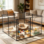 8 Panels Clear Acrylic Dog Playpen Pet Puppy Playpen for Guinea Pig Rabbits Small Animals Whelping Pen Box Exercise Fence