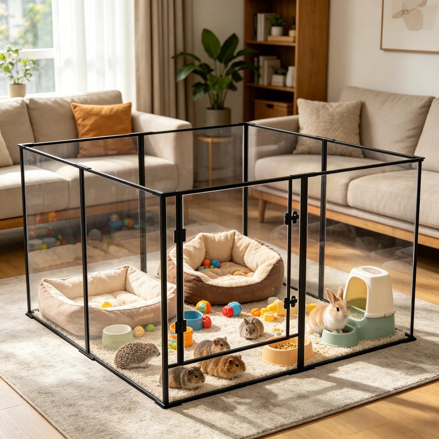 8 Panels Clear Acrylic Dog Playpen Pet Puppy Playpen for Guinea Pig Rabbits Small Animals Whelping Pen Box Exercise Fence