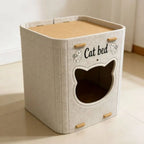 Creativity Double Layer Cat House Felt Foldable Cat Castle Bed Breathable Wear-resistant Cat Scratching Board Cat Supplies