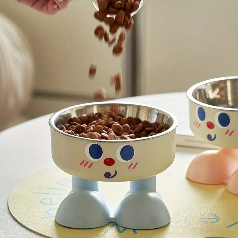 Pet Feeding Bowl Cat Dog Small Capacity Anti Tipping Chew-Resistant Non Slip Base Stainless Steel Indoor Daily Small Pets Silicone Base