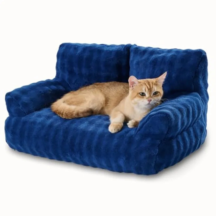 Cat Couch Bed Cute Soft Pet Sofa for Indoor Cats Kittens Puppies with Removable Washable Cover 26"x15