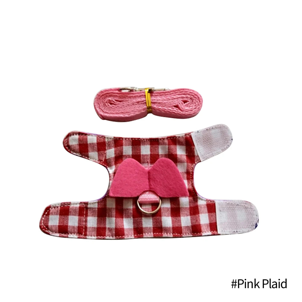 Small Pet Bowknot Vest Harness Adjustable Anti Escape Rabbit Hamster Ferret Safe Nylon Outdoor Going Out