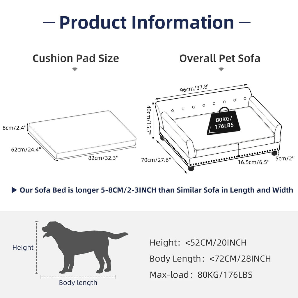 Elevated Dog Sofa Bed with Removable Cushion
