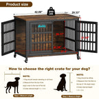 Dog Crate Furniture with Casters