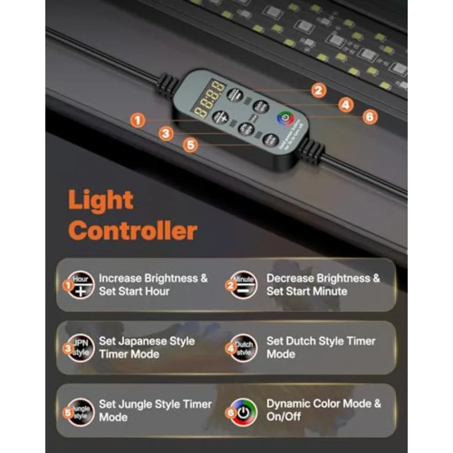 Aquarium Light for Plants 25 W Bluetooth Fish Tank Light Full Spectrum Aquarium Lights for Fish Tanks Extendable 24/7 LED Light
