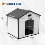 Outdoor Dog House, Waterproof Insulated Dog Kennel with Elevated Floor and Removable Roof, Durable Plastic Pet Shelter for Backyard, for Large Dogs, 46" L x 40" W x 40" H, Cement Gray