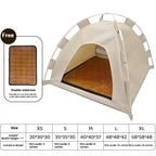 Portable Cat Tent Bed Breathable Oxford Pet House with Double-sided Mat Summer Cooling Cat Cave for Indoor Outdoor Cats Dogs