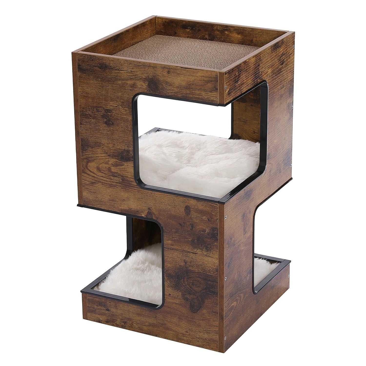 Mincy Pets Modern Wood Corner Cat Tree product photo.