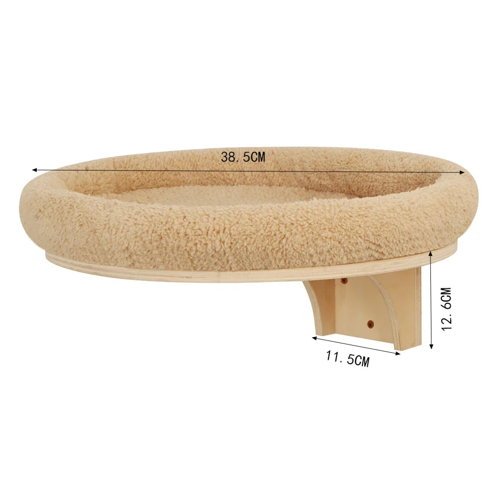 Mincy Pets Wooden Wall-Mounted Cat Climbing Shelves & Hammock product photo.