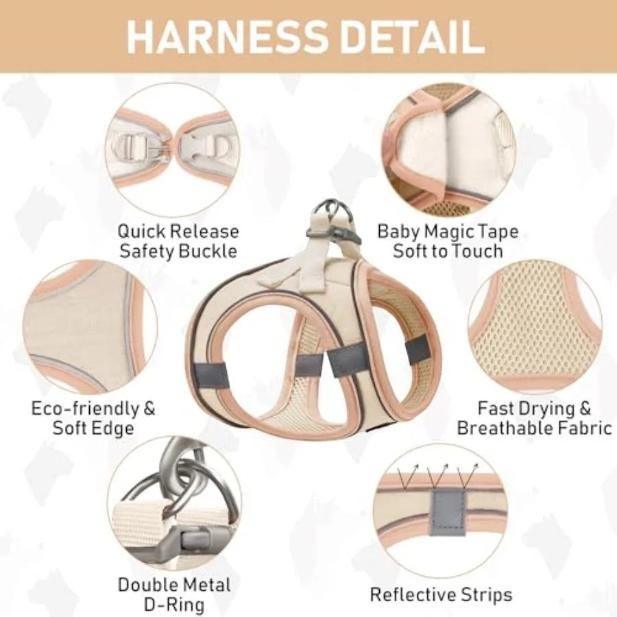 Mincy Pets Step-In No-Pull Linen Mesh Dog Harness & Leash product photo.