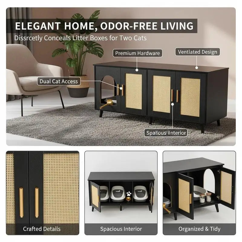 Cane-Look Litter Cabinet