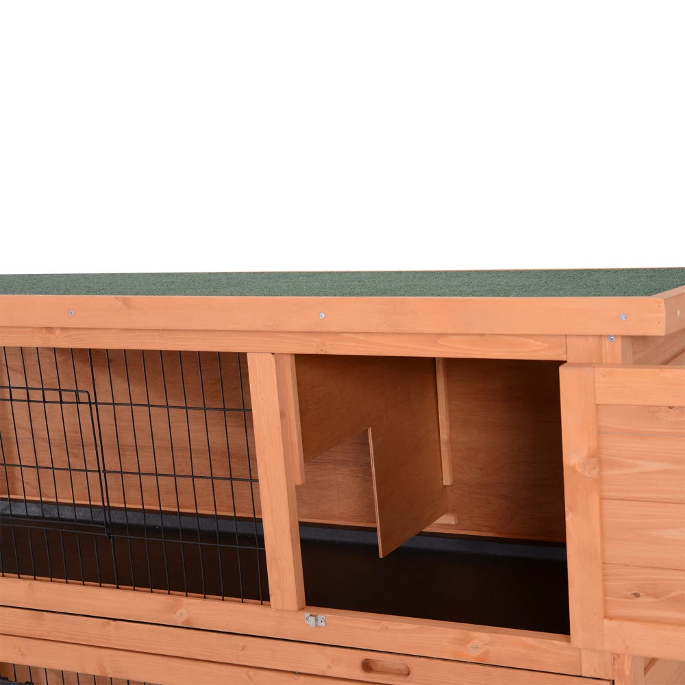 54" 2-Story Large Rabbit Hutch Bunny Cage - Wooden Pet House for Small Animals, Lockable Doors, No Leak Tray, Waterproof Roof, Outdoor/Indoor Use, Orange