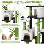 71.3 Tall Cat Tower with Panda Design: Spacious Kitty Condo, Sisal Scratching Post, Hammock, and Multi-Level Platforms