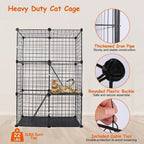 3-Tier Cat Cage & Playpen — Foldable Indoor Enclosure with Ladders