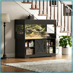 120 Gallon Reptile Tank with Stand, 4x2x2 Terrarium for Bearded Dragon Snake Lizard, Sliding Door Mesh Top