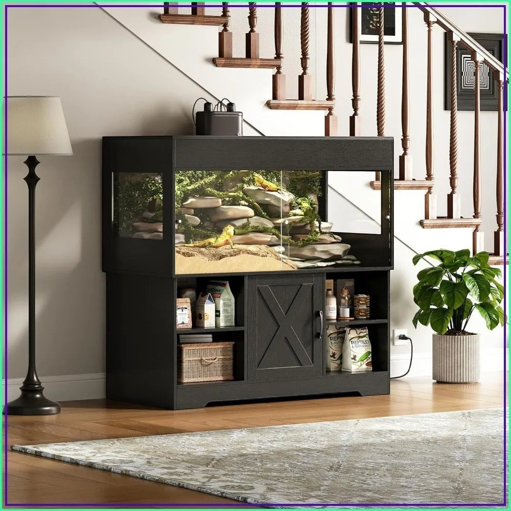 Mincy Pets Large Reptile Terrarium with Cabinet Stand product photo.