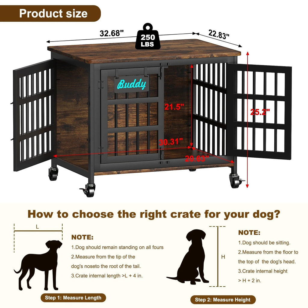 Dog Crate Furniture with Casters