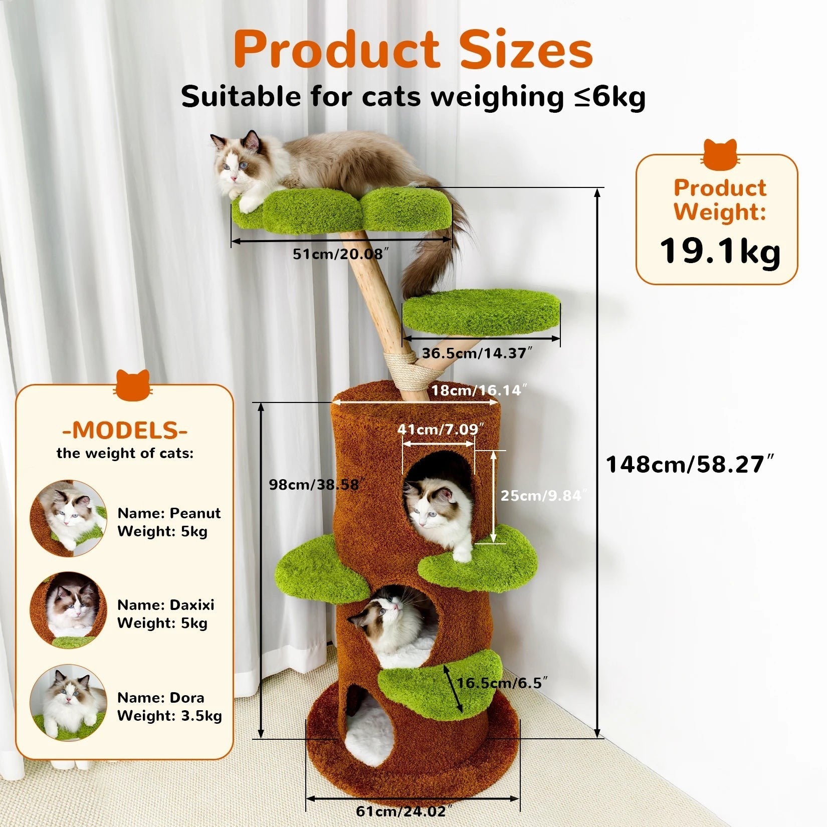 148 cm Tall Cat Tree for Indoor Cats, Large Cat Tower with Plush Cat Condo, Cat Tree Tower with Soft Cushion, Scratching Board