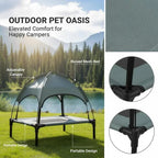 Raised Dog Bed Waterproof Elevated Pet Cot with Breathable Mesh UV Protection Canopy Grey, for Small Dogs, 61 x 46 x 62cm