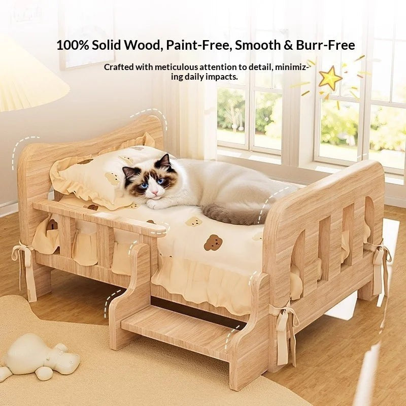 Solid Wood Elevated Dog Bed All Season Pet House for Small Medium Large Dogs Cats Raised Puppy Sleeping Pet Supplies Dog Bed