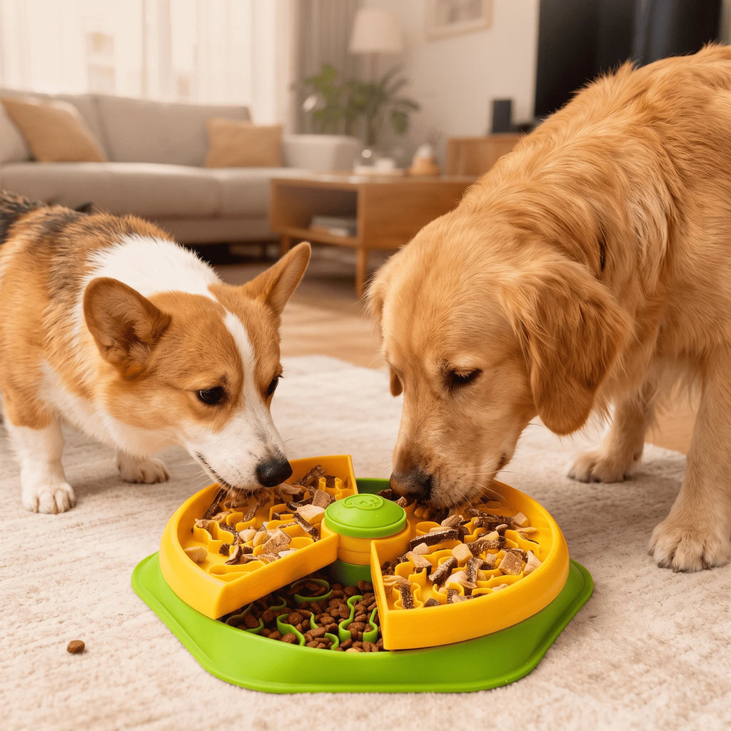 Interactive Dog Slow Feeder Bowl Pet Puzzle Toy Anti-Choking Food Dispenser Stop Bloat IQ Training Foraging Game for Small Large Dogs