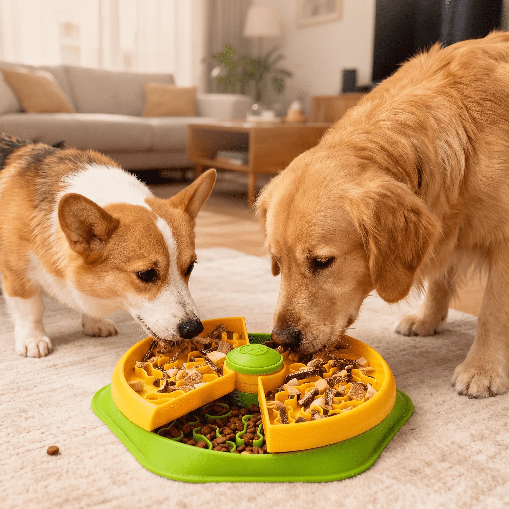 Interactive Dog Slow Feeder Bowl Pet Puzzle Toy Anti-Choking Food Dispenser Stop Bloat IQ Training Foraging Game for Small Large Dogs